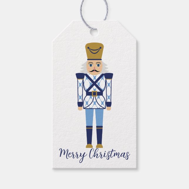 Personalised Chinoiserie Blue Nutcracker Gift Tags (Front)