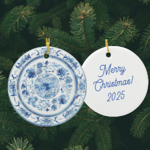 Personalised Chinoiserie Blue White Plates  Ceramic Ornament