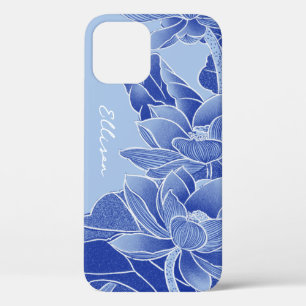 Personalised Chinoiserie Chic Blue Lotus Mandala  iPhone 12 Pro Case