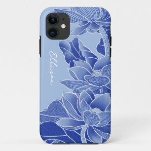 Personalised Chinoiserie Chic Blue Lotus Mandala iPhone 11 Case