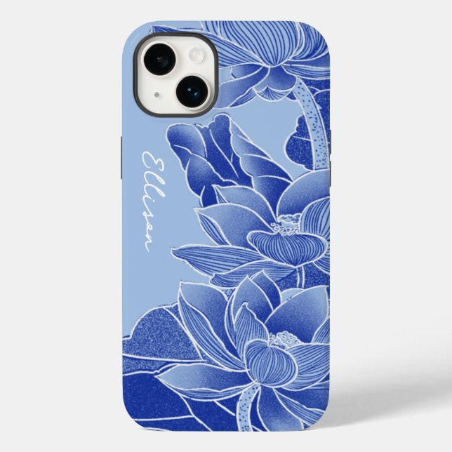 Personalised Chinoiserie Chic Blue Lotus Mandala  Case-Mate iPhone Case (Back)