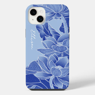 Personalised Chinoiserie Chic Blue Lotus Mandala  iPhone 14 Plus Case