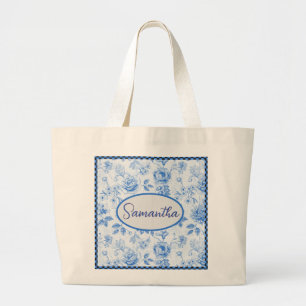 💙 Personalised Chinoiserie Floral Mother's Day  Large Tote Bag