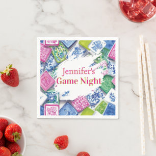Personalised Chinoiserie Preppy Mahjong Game Night Napkin