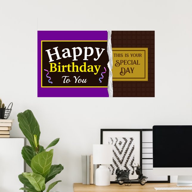 Personalised Chocolate Candy Bar Birthday Banner Poster (Home Office)
