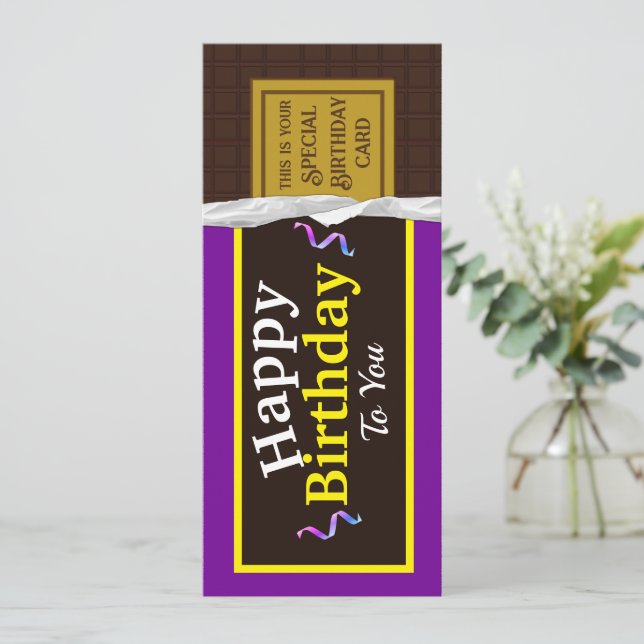 Personalised Chocolate Candy Bar Birthday Card (Standing Front)
