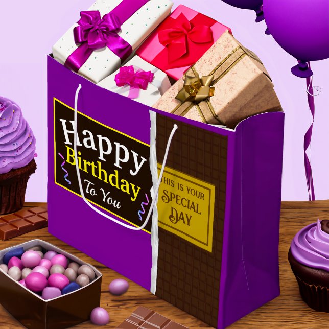 Personalised Chocolate Candy Bar Birthday Large Gift Bag (Creator Uploaded)