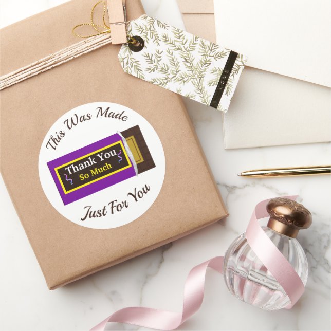 Personalised Chocolate Candy Bar Party Favour Classic Round Sticker (Gifting)