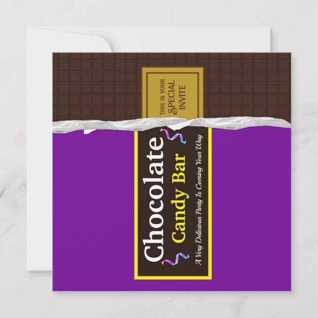 Personalised Chocolate Candy Bar Party Invitation (Front)