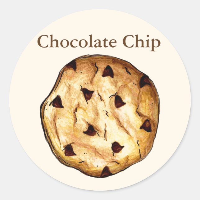 Personalised Chocolate Chip Cookie Baking Baked By Classic Round Sticker (Front)