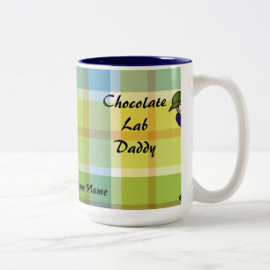 Personalised Chocolate Lab Daddy Plaid Two-Tone Coffee Mug