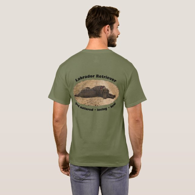 Personalised Chocolate Lab Puppy On A Forest Trail T-Shirt (Back Full)