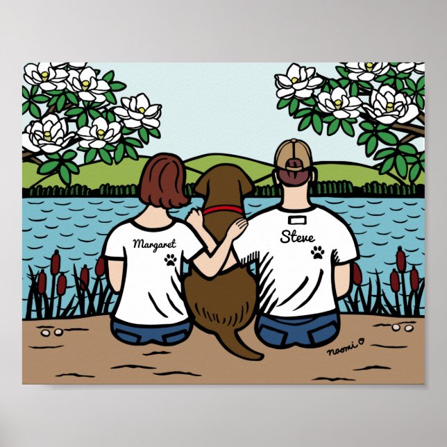 Personalised Chocolate Labrador Family Brown S Pos Poster (Front)