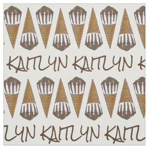 Personalised Chocolate Peanut Ice Cream Cone Fabric