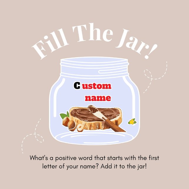 Personalised Chocolate Spread Vinyl Label NAME (cute gifts ideas)