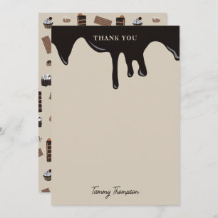 Personalised Chocolate Theme Pattern Thank You Card