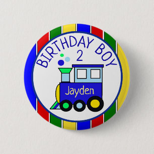 Personalised Choo Choo Train Birthday Boy Name 6 Cm Round Badge
