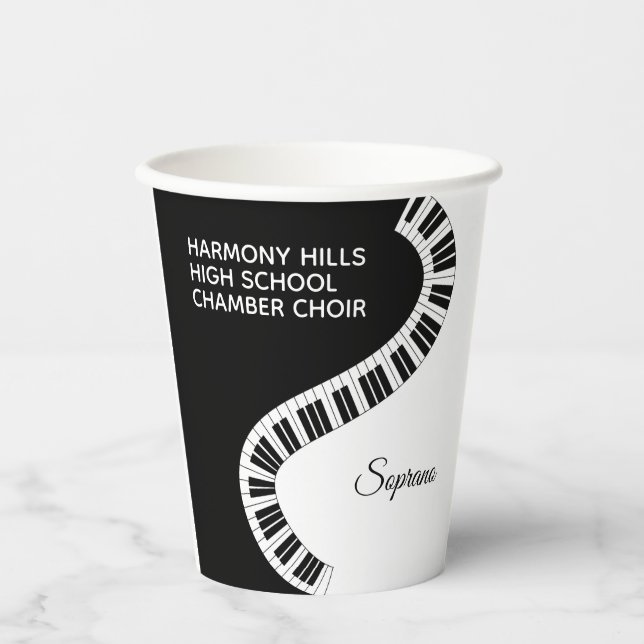 Personalised Chorus Name Piano Music Singer Paper Cups (Front)