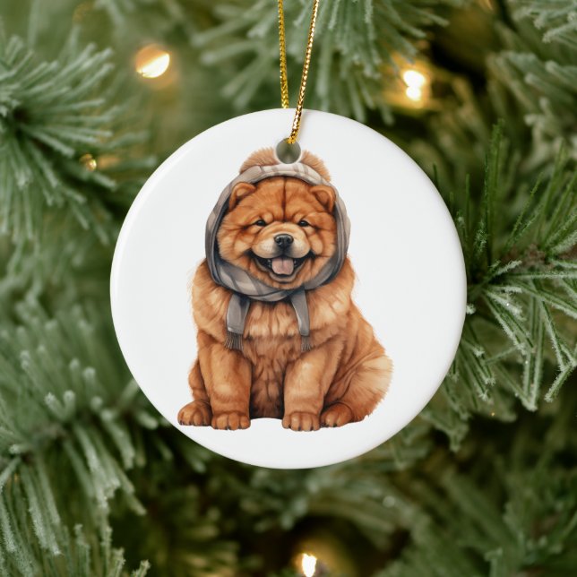 Personalised Chow Chow Dog Ceramic Ornament (Tree)