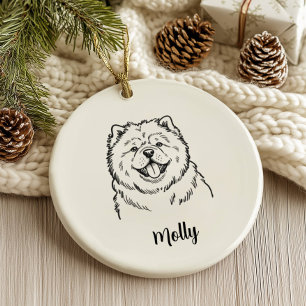 Personalised Chow Chow Dog Christmas Ceramic Ornament