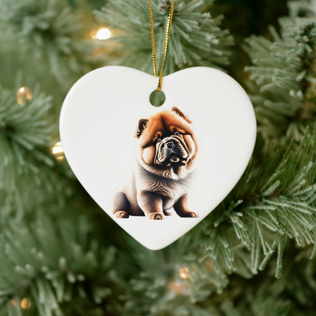 Personalised Chow Chow Puppy Ceramic Ornament (Tree)