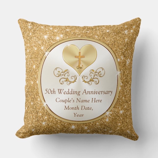 Personalised Christian 50th Anniversary Gifts Idea Cushion (Front)