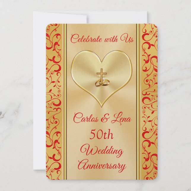 Personalised Christian 50th Anniversary Invitation (Front)
