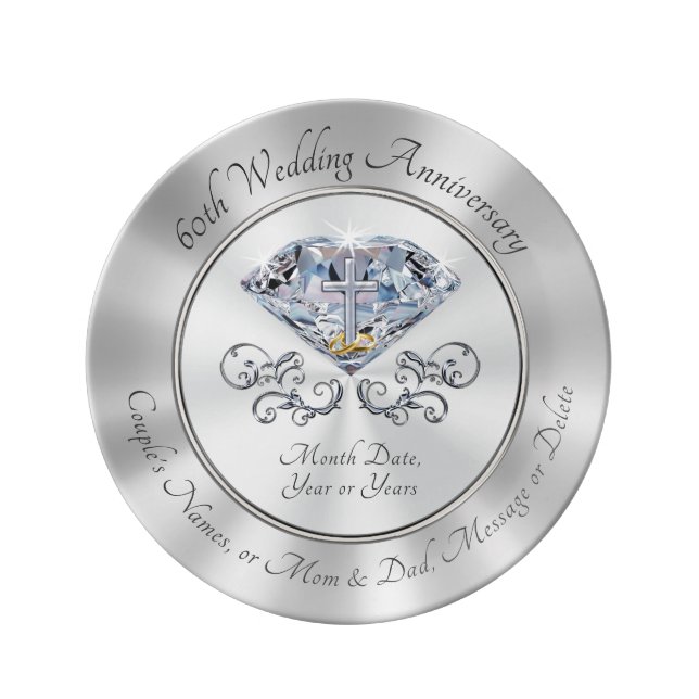 Personalised Christian 60th Anniversary Gifts Plate (Front)
