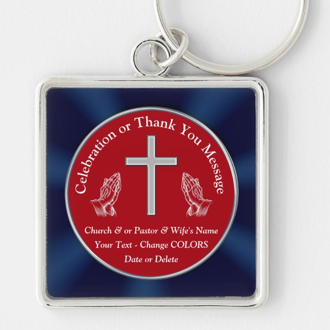 Personalised Christian Appreciation Gifts, Church Key Ring (Front)