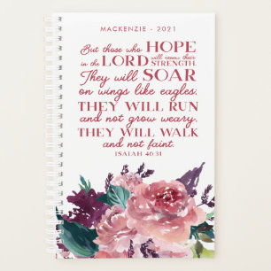 Personalised Christian Bible Verse Pink Floral Planner