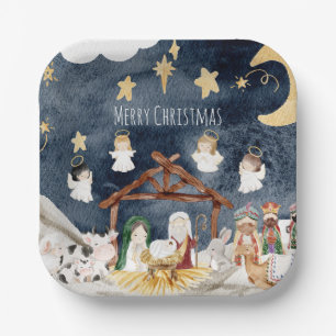 Personalised Christian Christmas Kids Nativity Paper Plate