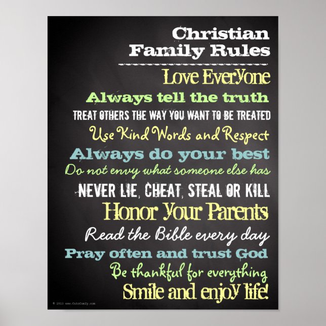 Personalised Christian Family Rules House Sign (Front)