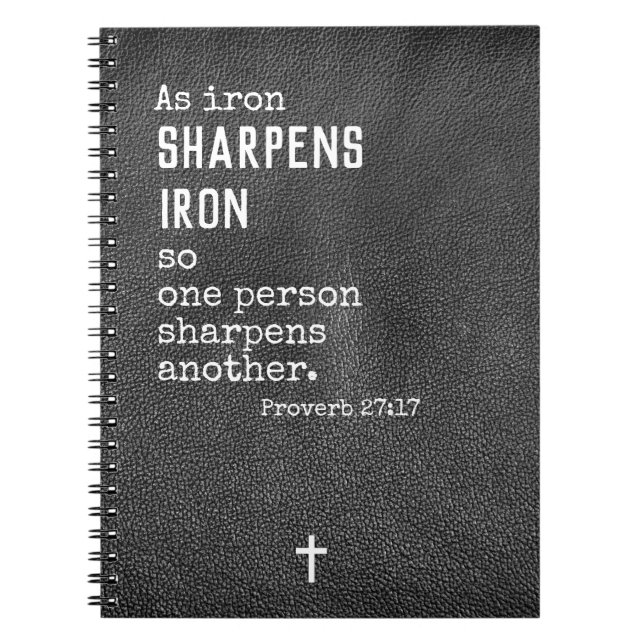 Personalised Christian Gifts for Men-Black Leather Notebook (Front)