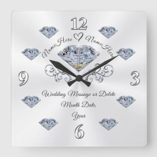 Personalised Christian Marriage Gifts Online Square Wall Clock