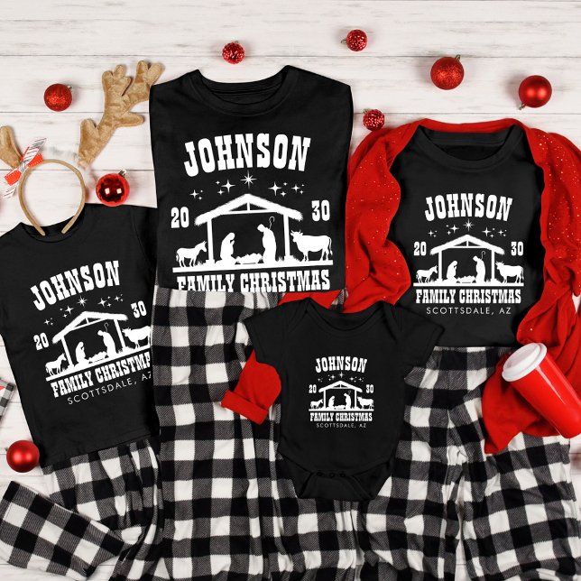 Personalised Christian Nativity Family Christmas Tri-Blend Shirt (Creator Uploaded)