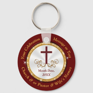 Personalised, Christian Party Favours, Burgundy  Key Ring
