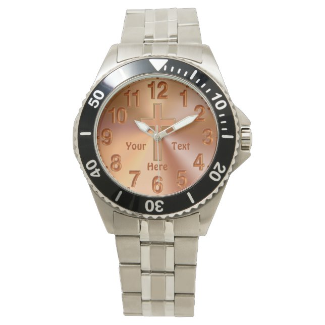 Personalised CHRISTIAN Watches for Men with CROSS (Front)