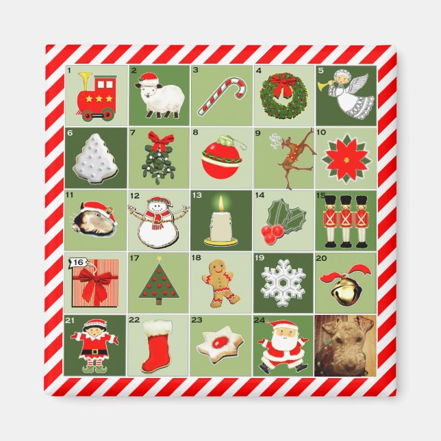 personalised Christmas Advent Calendar Magnet (Front)