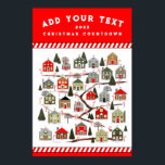 Personalised Christmas Advent Calendar Poster<br><div class="desc">Festive Christmas Countdown design featuring a snowy village of 24 holiday houses leading to a gingerbread house. Edit text to personalise.</div>