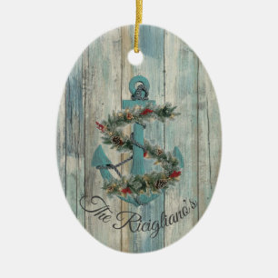 Personalised Christmas Anchor Ceramic Ornament