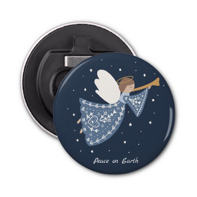 Personalised Christmas Angel Holiday Peace Earth Bottle Opener (Front)