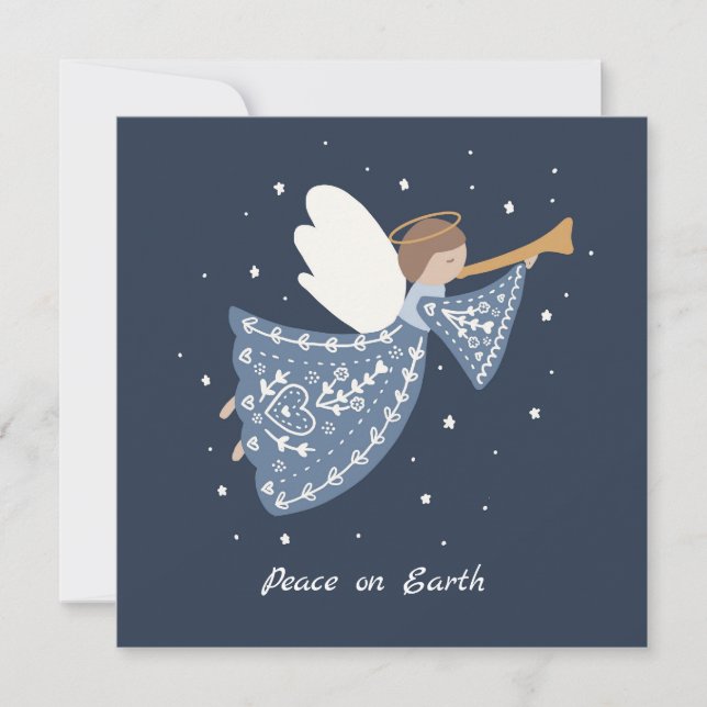 Personalised Christmas Angel Holiday Peace Earth Invitation (Front)