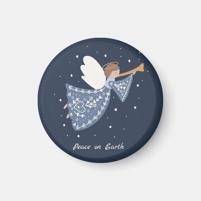 Personalised Christmas Angel Holiday Peace Earth Magnet (Front)