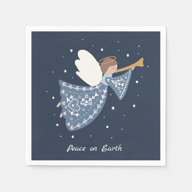 Personalised Christmas Angel Holiday Peace Earth Napkin (Front)
