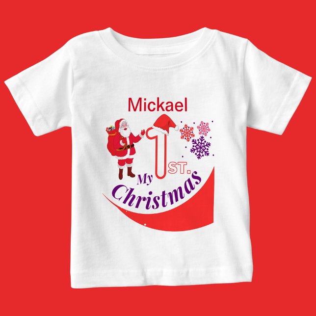 Personalised Christmas Baby "My 1st Christmas" Baby T-Shirt (Creator Uploaded)