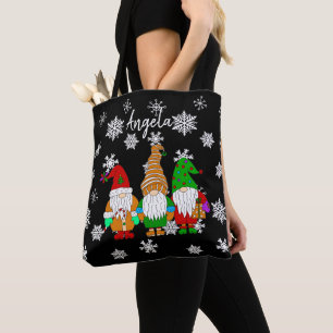 Personalised Christmas Bag with Cute Cartoon Gnome