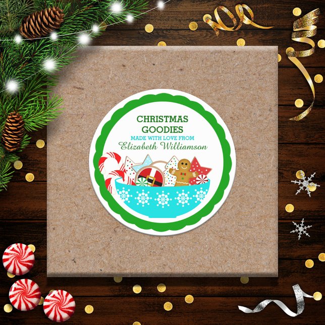 Personalised Christmas Baked Goods Classic Round Sticker (Creator Uploaded)