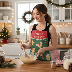 Personalised Christmas Baking Pattern Apron