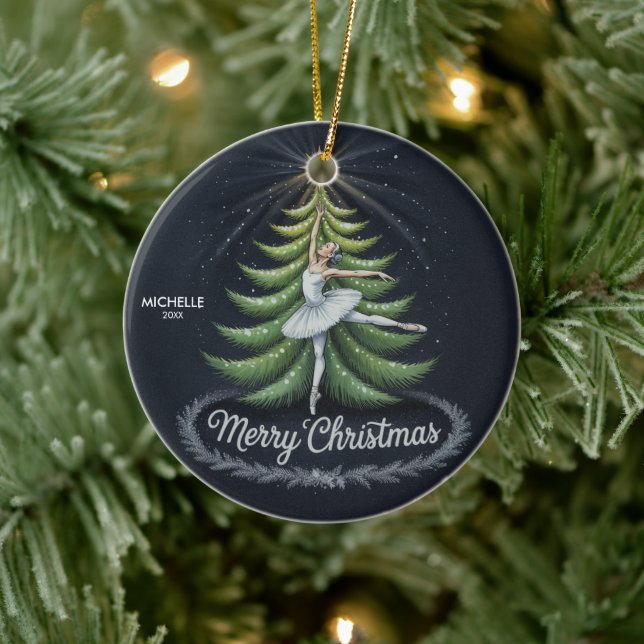 Personalised Christmas ballet Ballerina dancer     Ceramic Ornament (Tree)