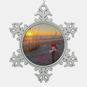 Personalised Christmas beach Santa hat Ornament